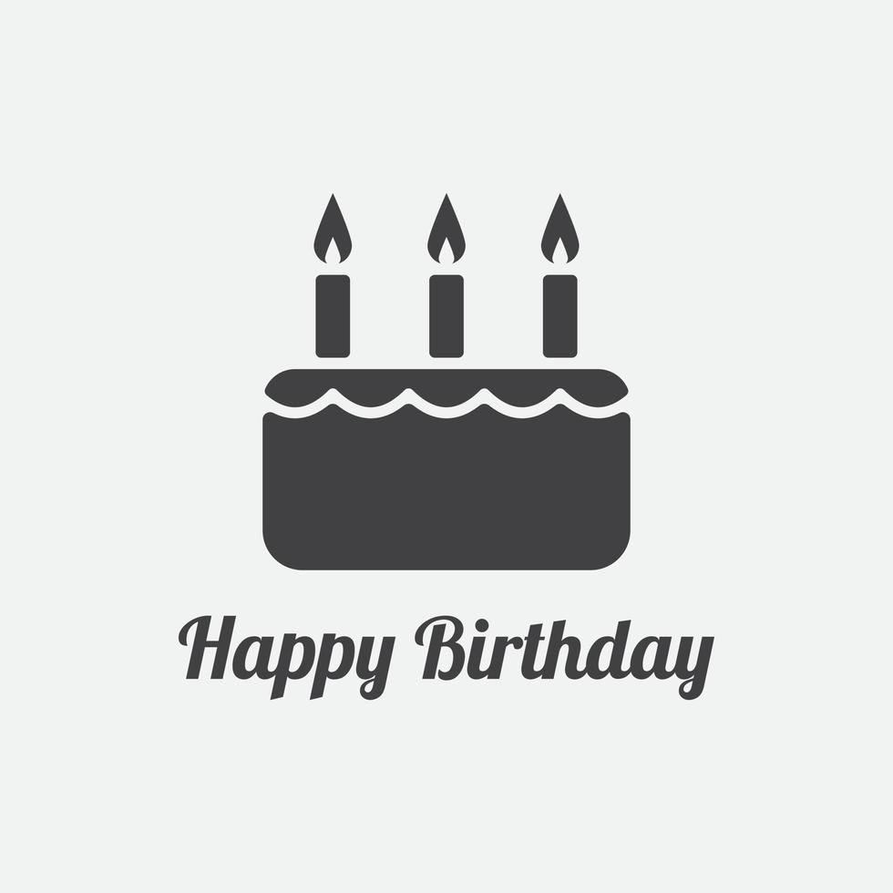 cake and happy birthday typography vector icon