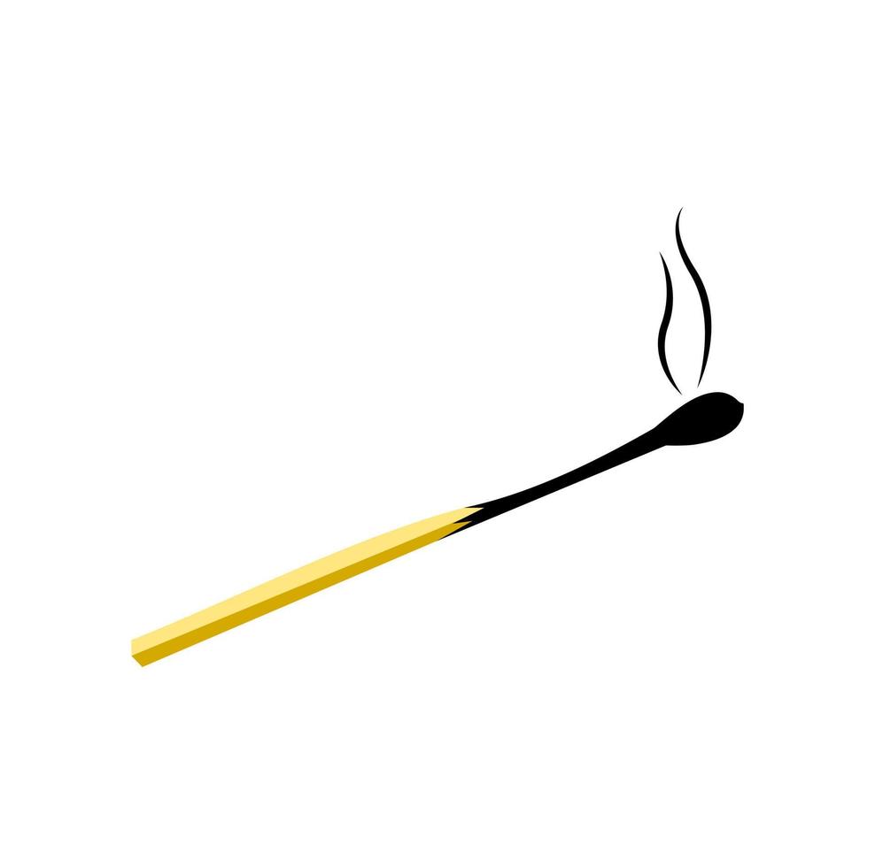 Single Matchstick is not Completely Burned out vector illustration