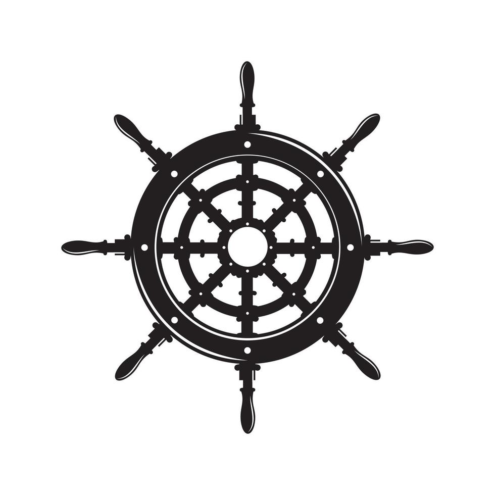 Steering Wheel Ship Yacht Compass Transport logo design vector