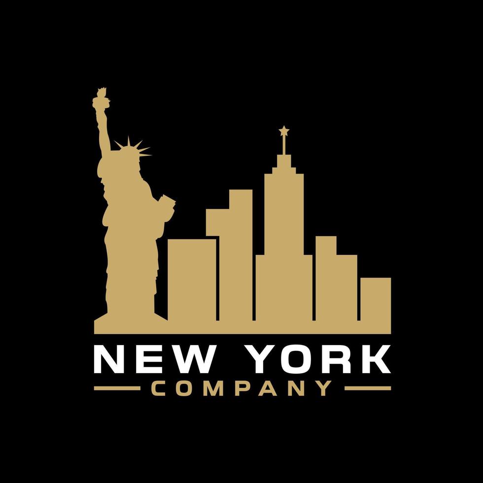 New York City Skyline Silhouette Logo Design Vector
