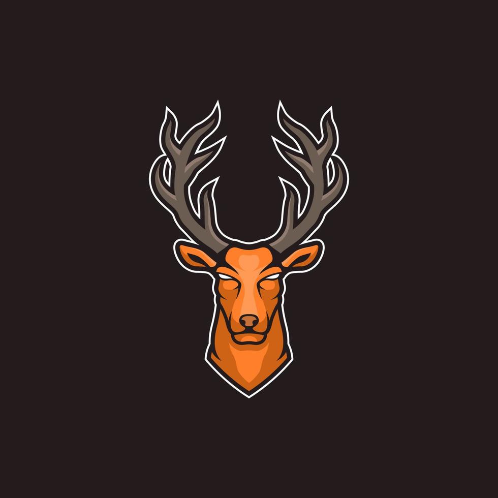 deer buck stag head face illustration for esports logo design vector