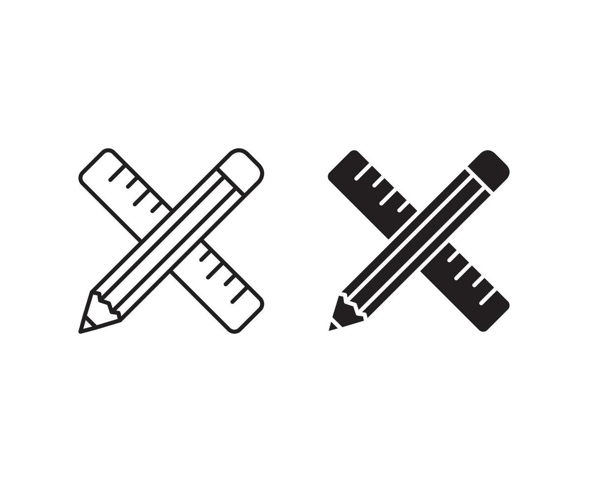 pencil and ruler vector icon