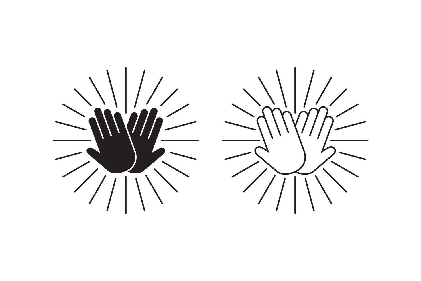 high five hand gesture with sunburst vector icon