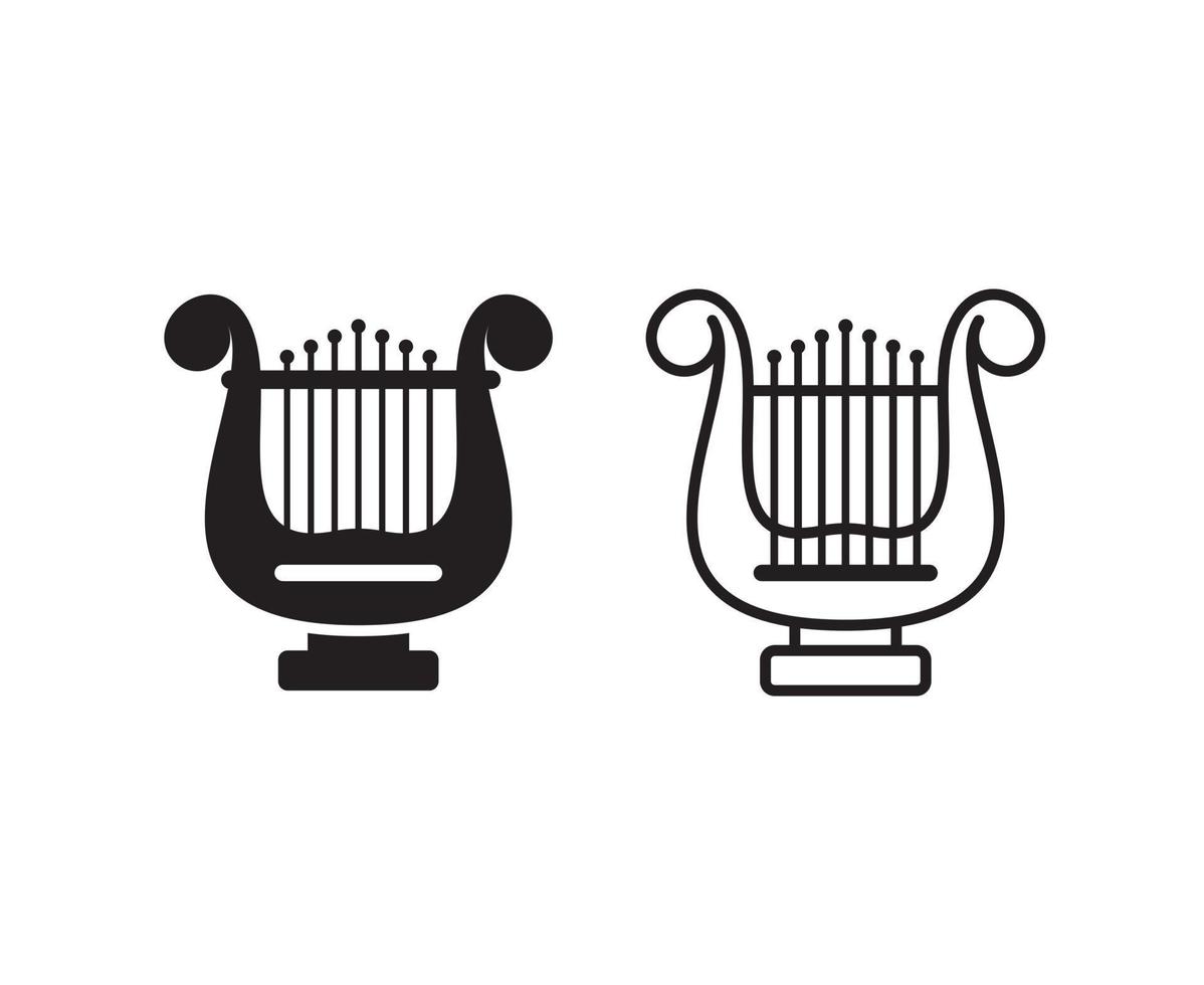 lyre harp musical instrument vector icon