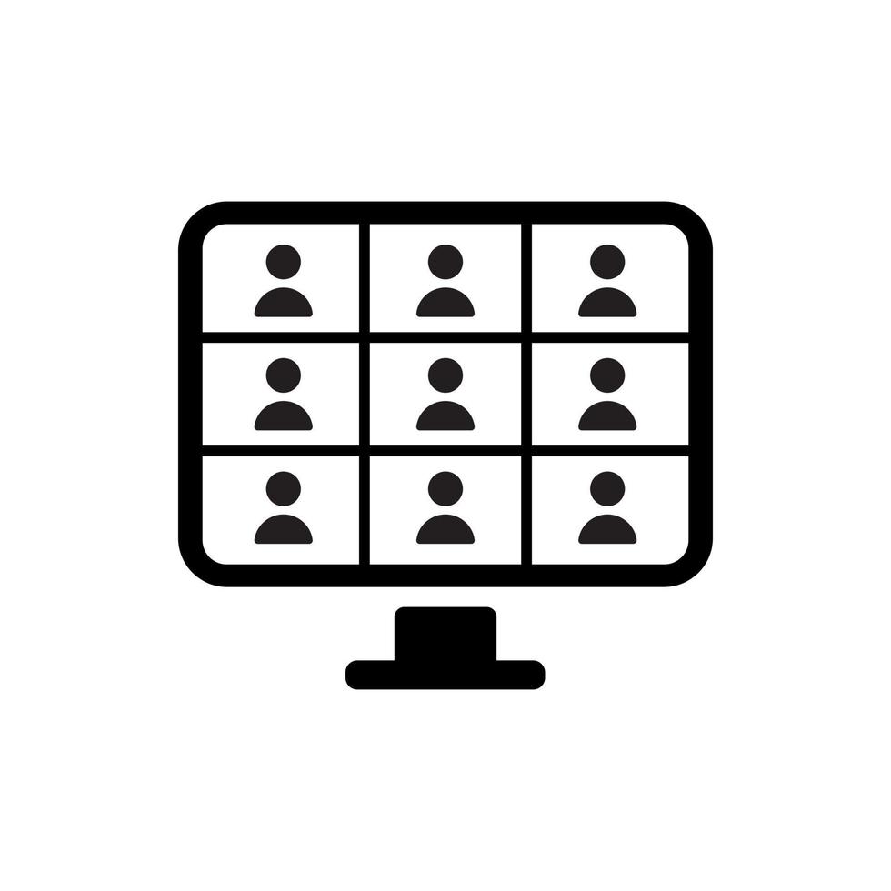 remote work, online video class, zoom meeting vector icon