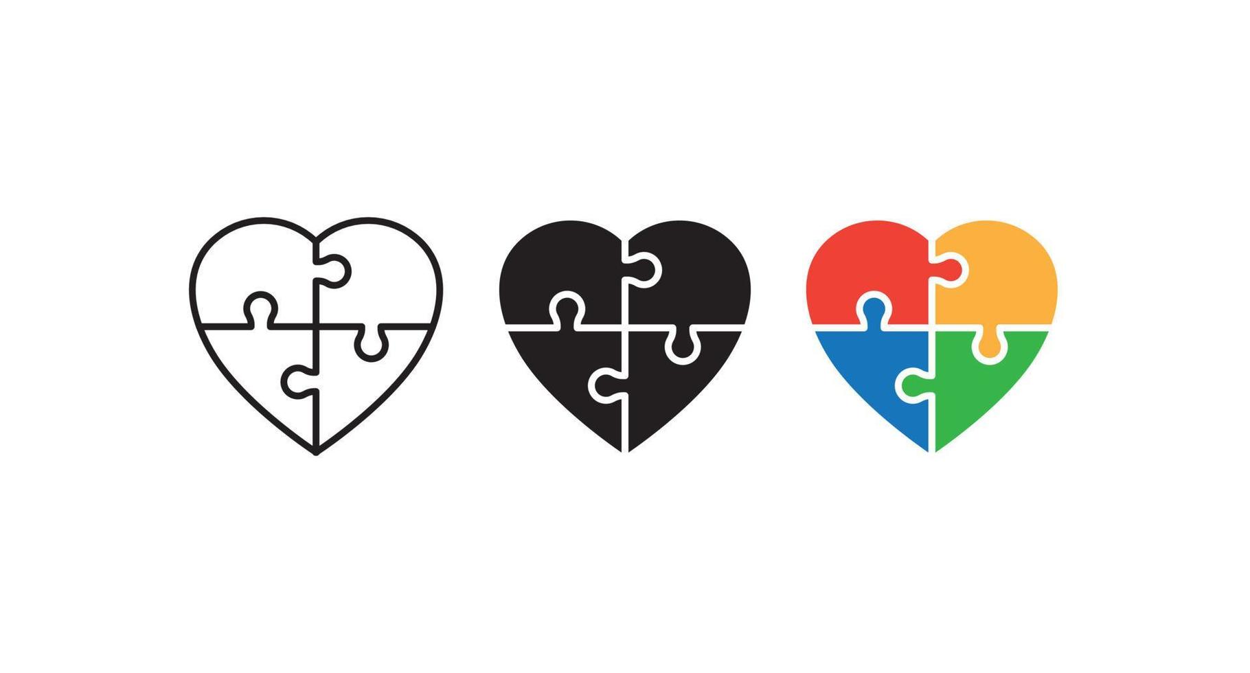 4 pieces heart puzzle vector icon