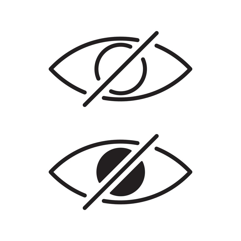 hidden from view eye crossed line art vector icon