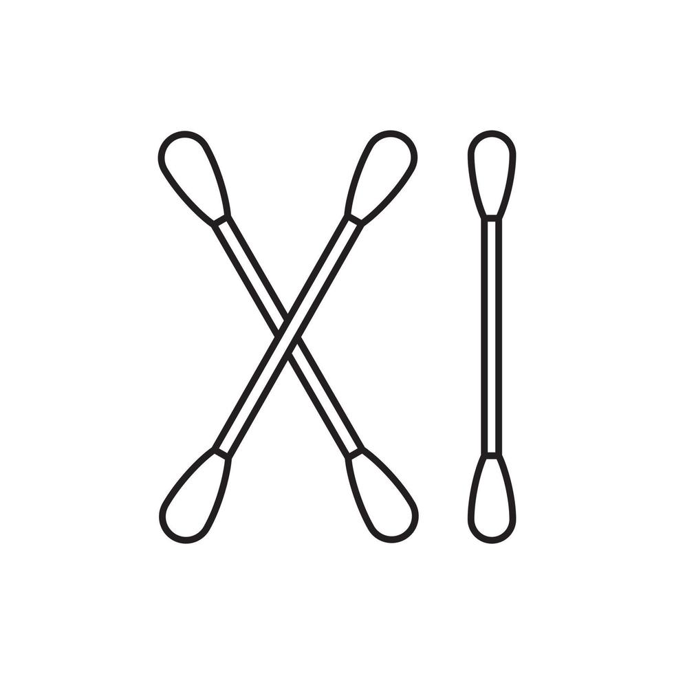 three cotton buds line art vector icon