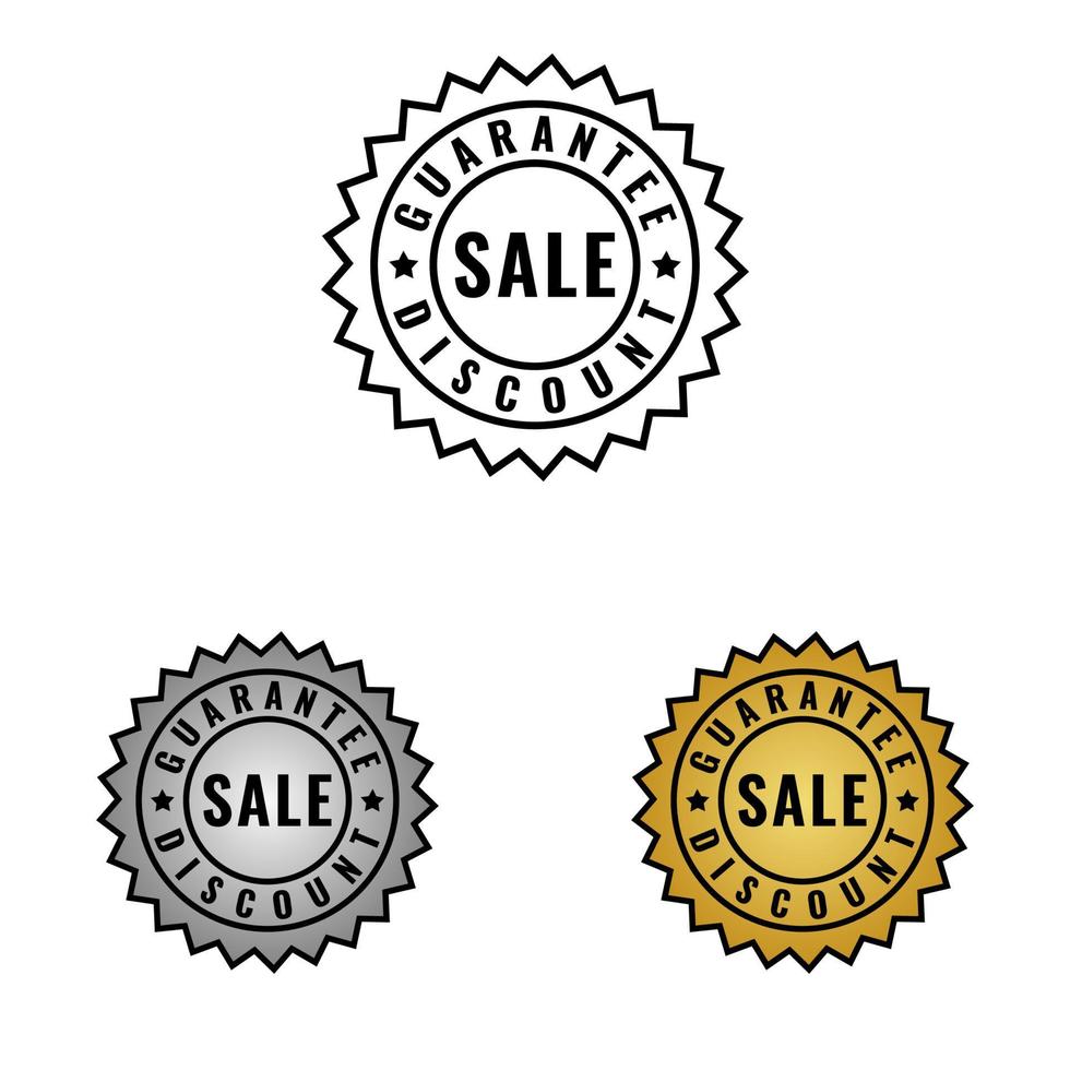 Silver and Golden Guarantee Discount Stamp Label Logo Design Vector