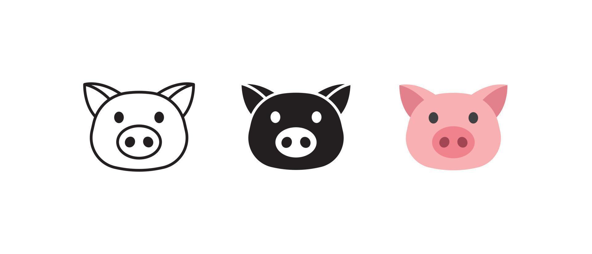 set of pig head vector icon