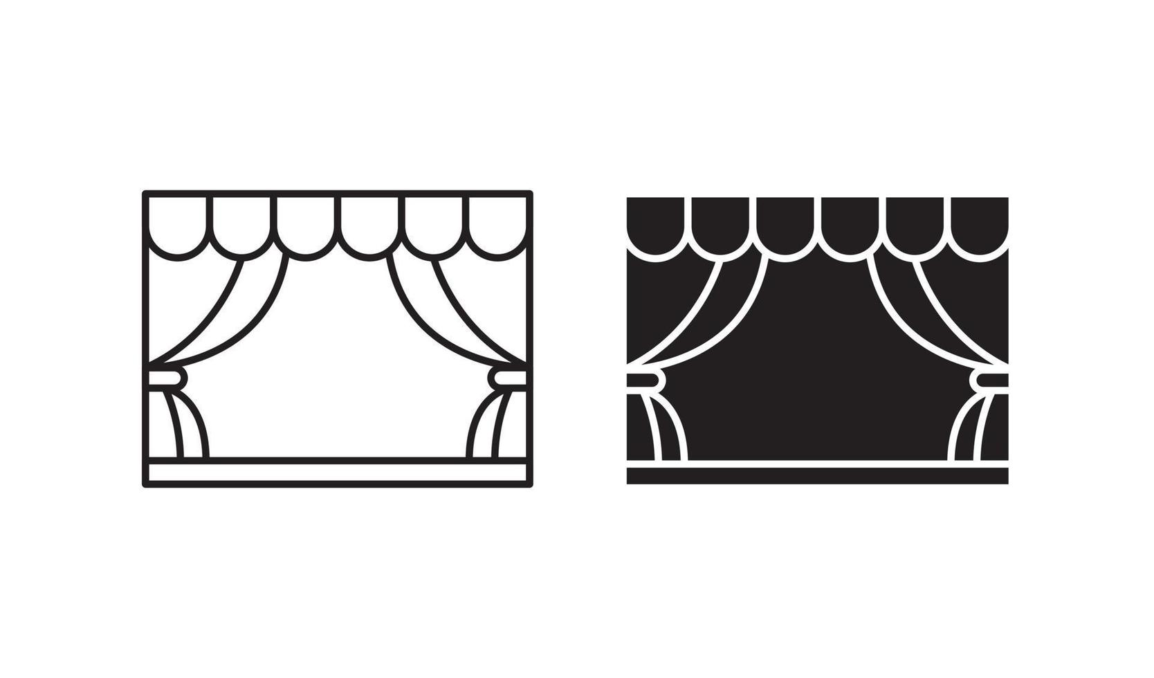 escenario de teatro clásico con icono de vector de cortina