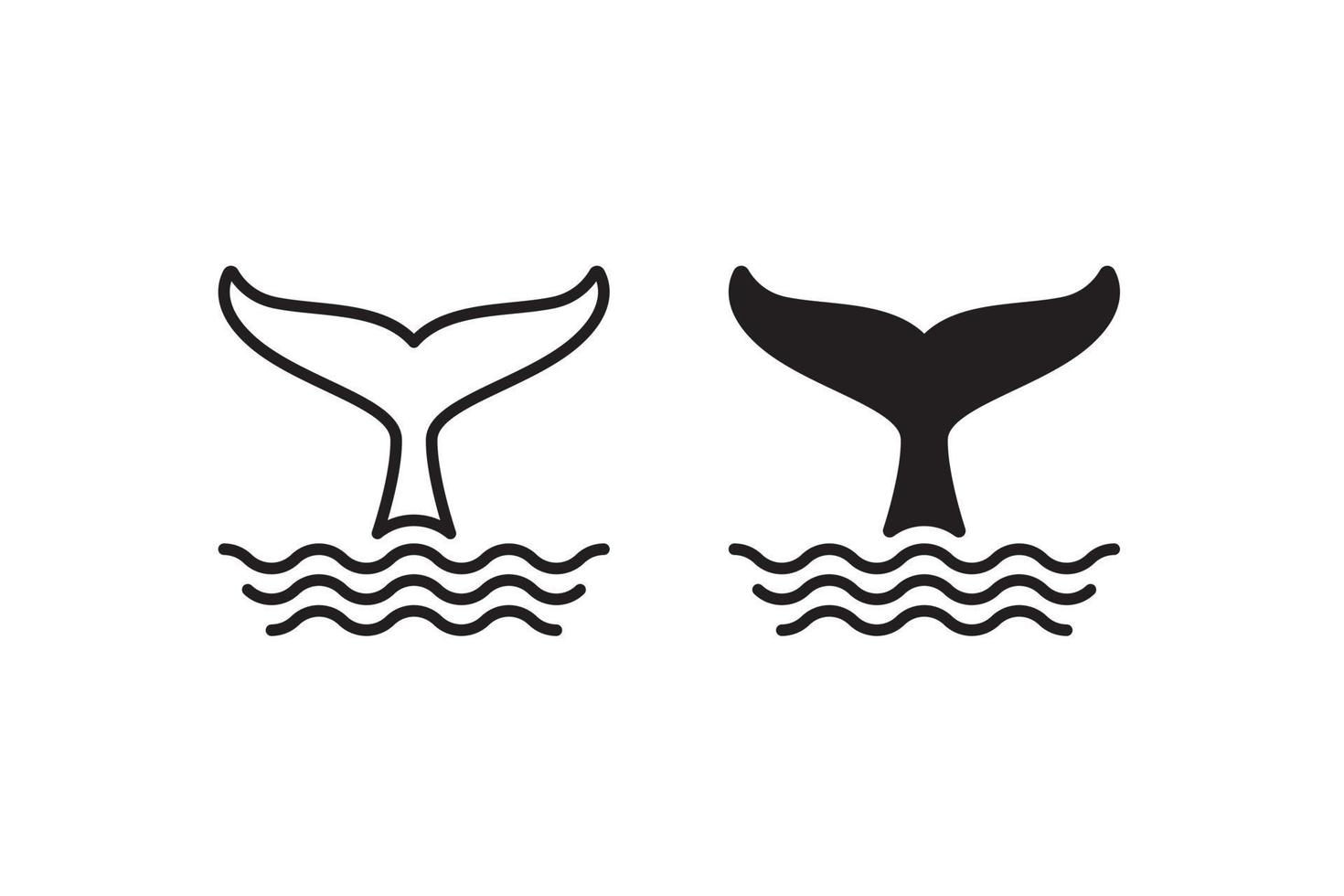 whale tail and waves vector icon