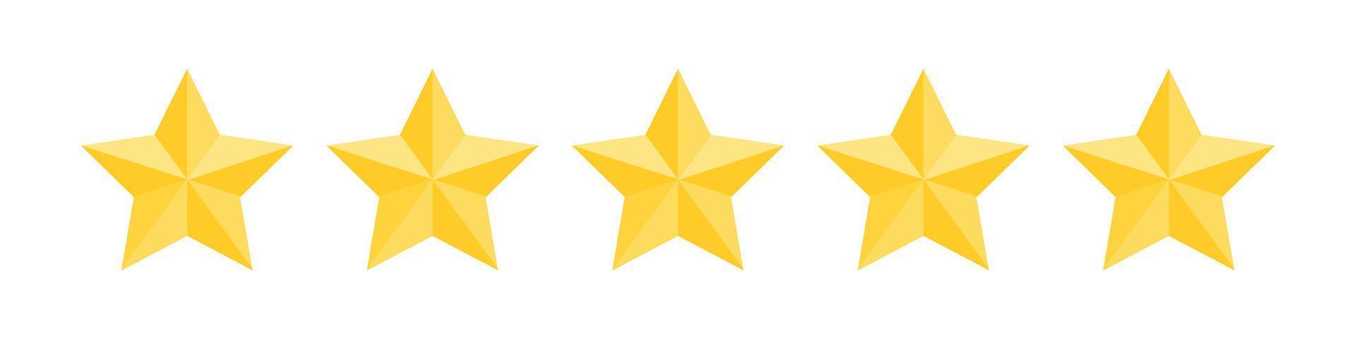 icono de vector de revisión de calificación de producto de cliente de cinco estrellas