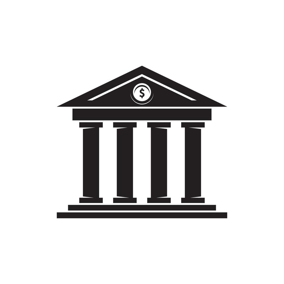 financial bank pillar columns building silhouette vector icon