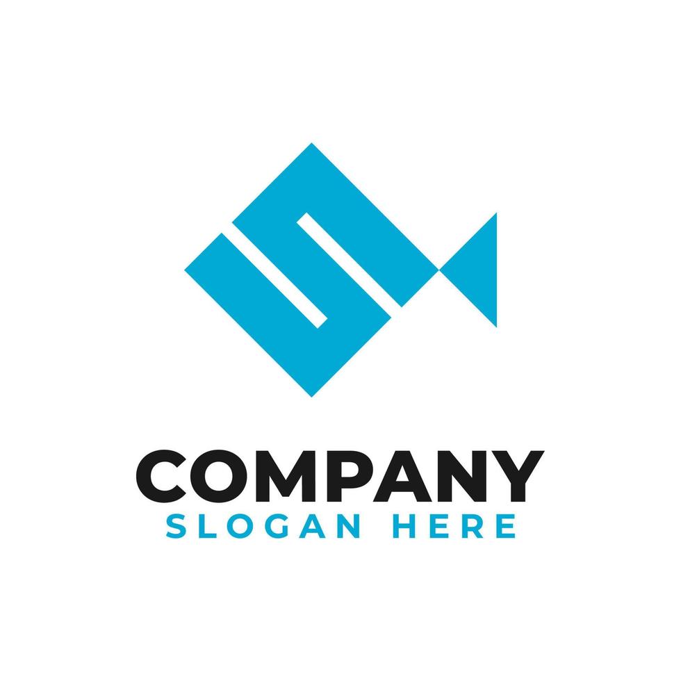 Initial Letter S Fish Logo Design Vector