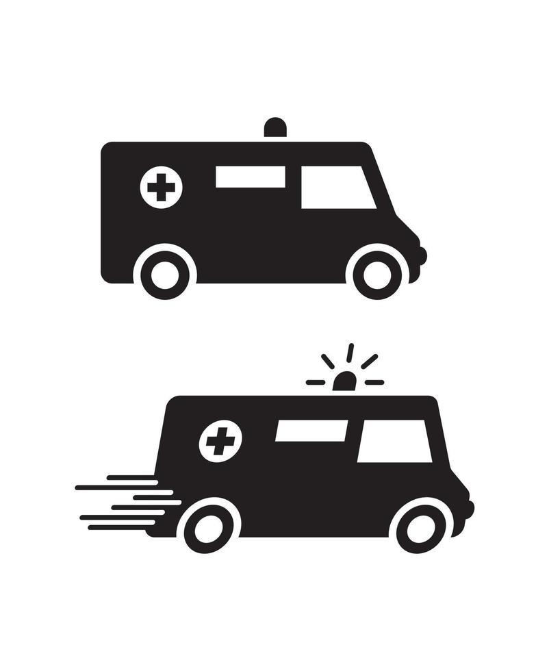 ambulance vehicle medical truck auto paramedic with siren emergency silhouette vector icon