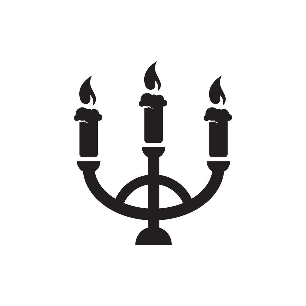 candlestick holder with three candles vector icon