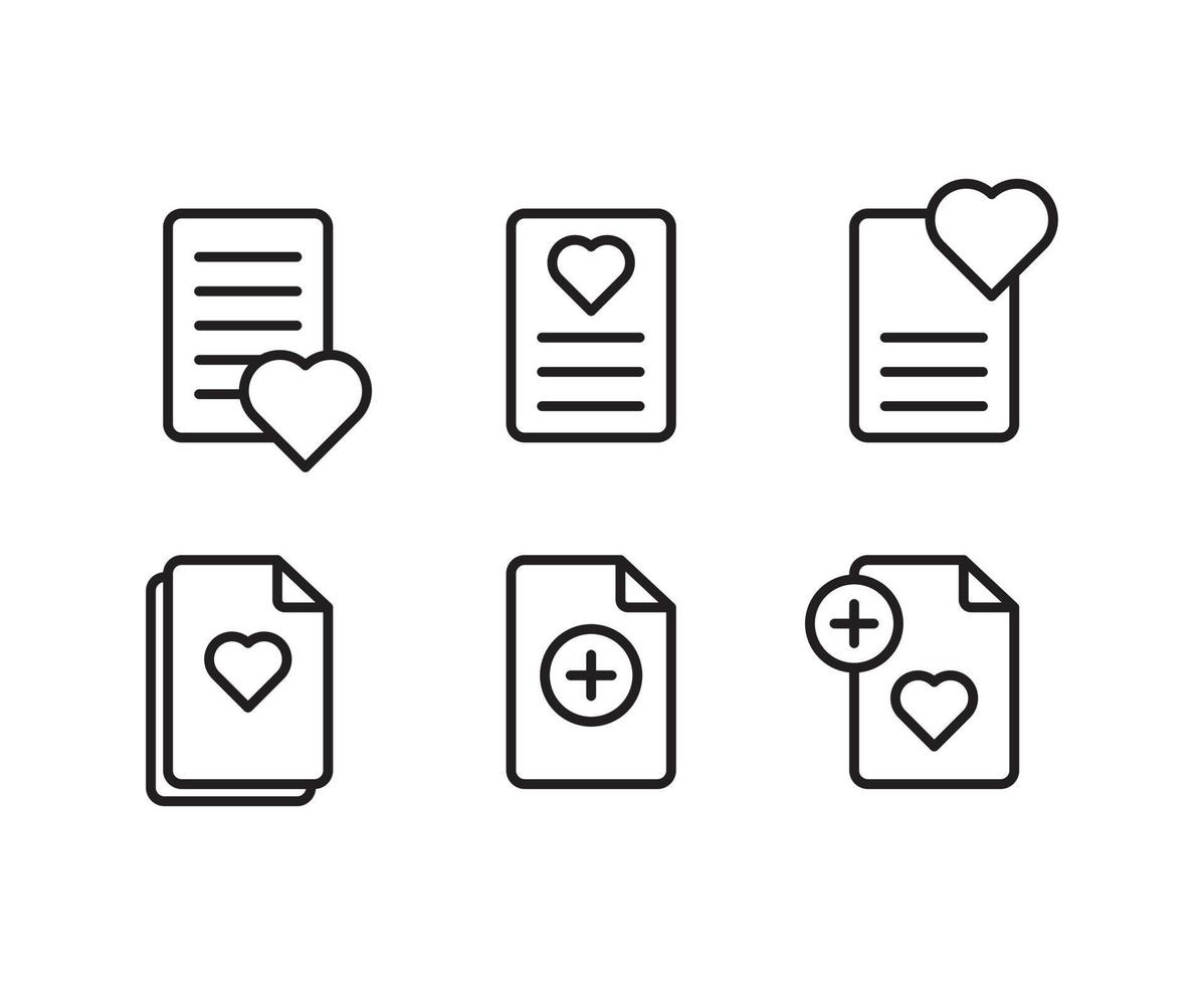 set of add to wish-list, favorite shopping items line art vector icon