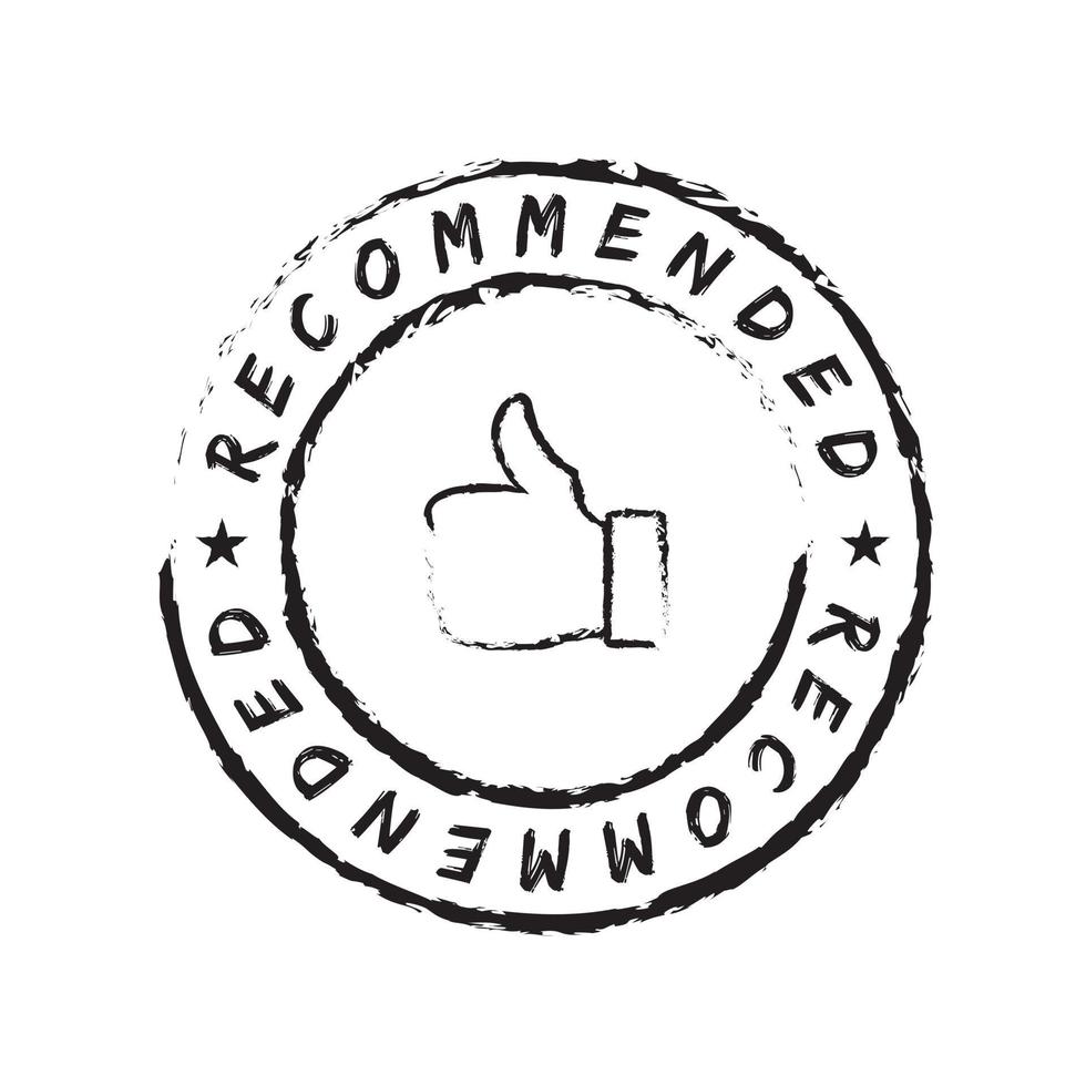 recommended sign thumbs up brush style stamp label vector icon