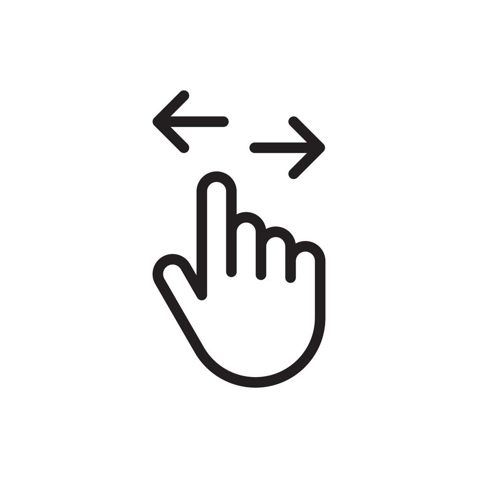 swipe left and right hand gesture line art vector icon