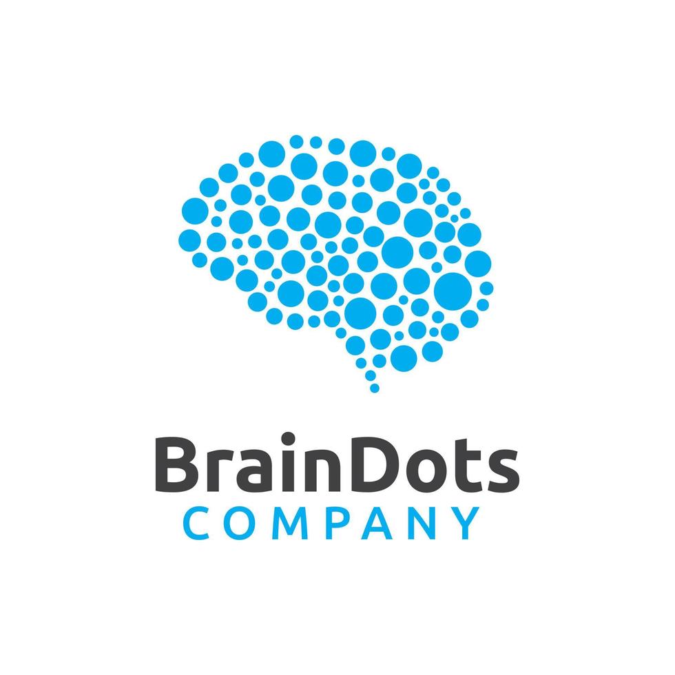 brain dots science technology logo design vector
