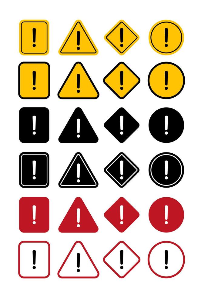 Set of Danger Signs Element Vector Icon