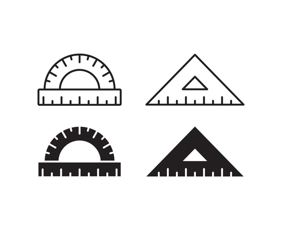 protractor and math triangle ruler for measuring vector icon