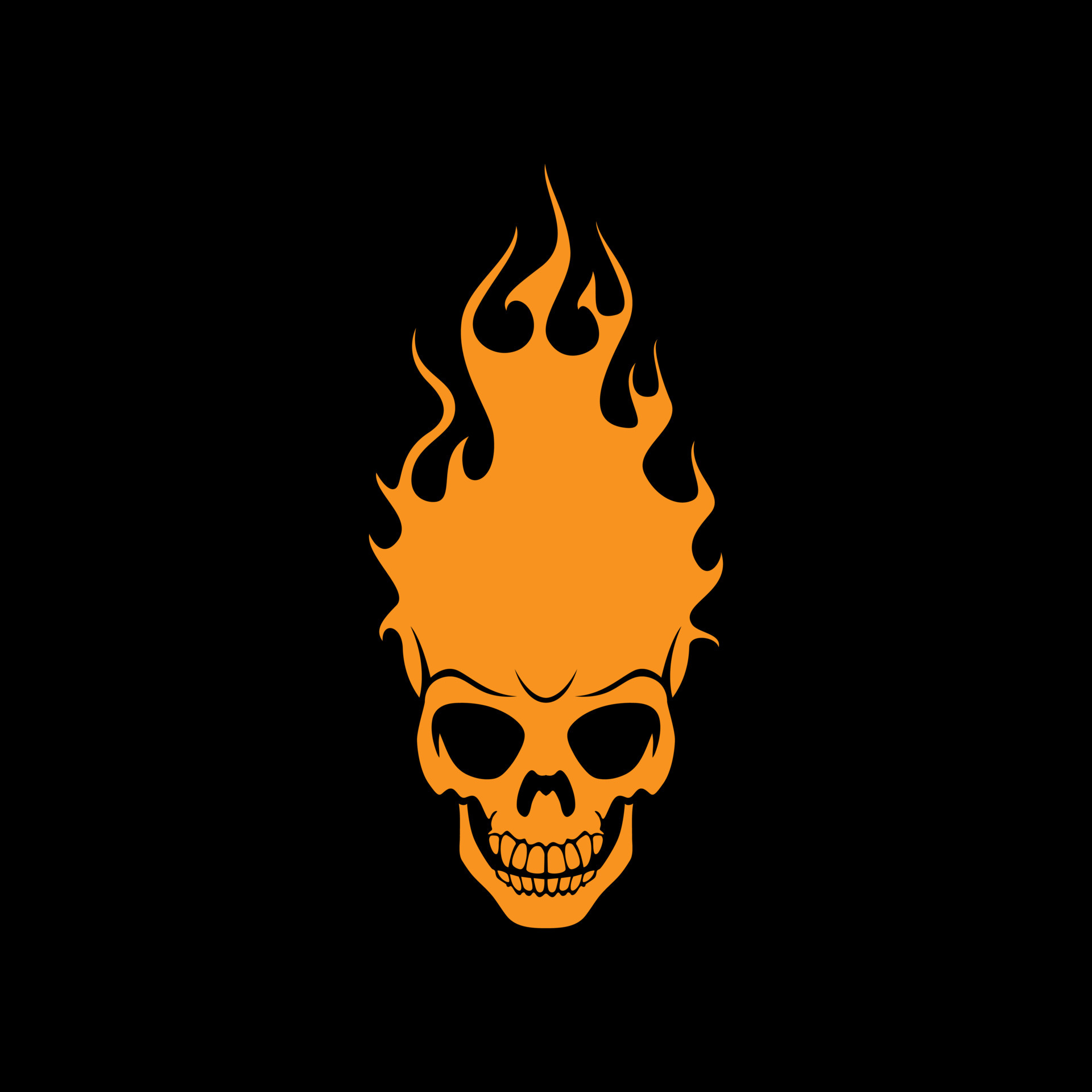 Horror Skull Skeleton Skull Fire Flame Logo Design Vector 6899240