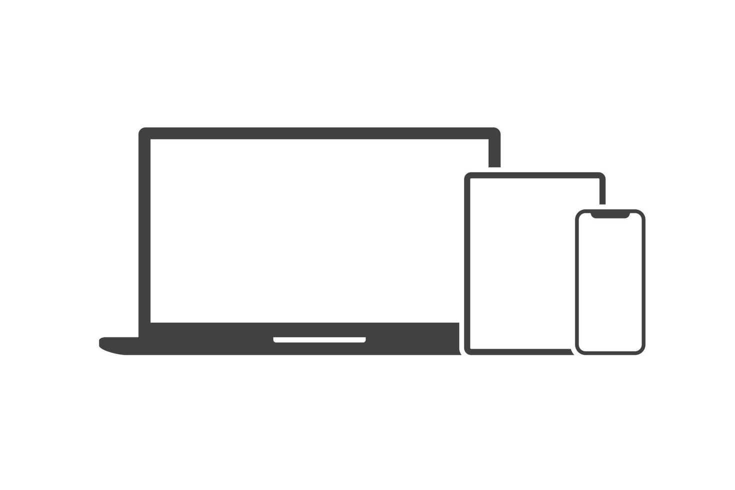 dispositivo electrónico con icono de vector de computadora portátil, tableta y teléfono inteligente