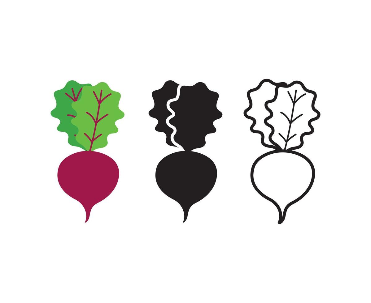 icono de vector de comida de rábano vegetal de remolacha