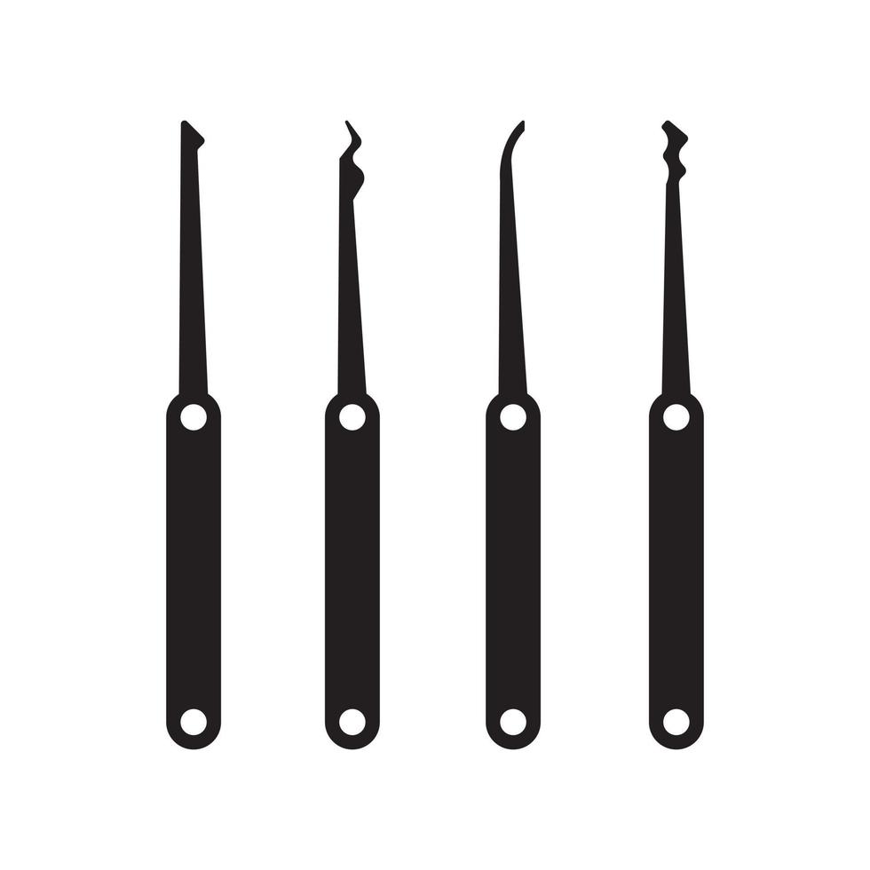 set of lockpicks for lock picking vector icon
