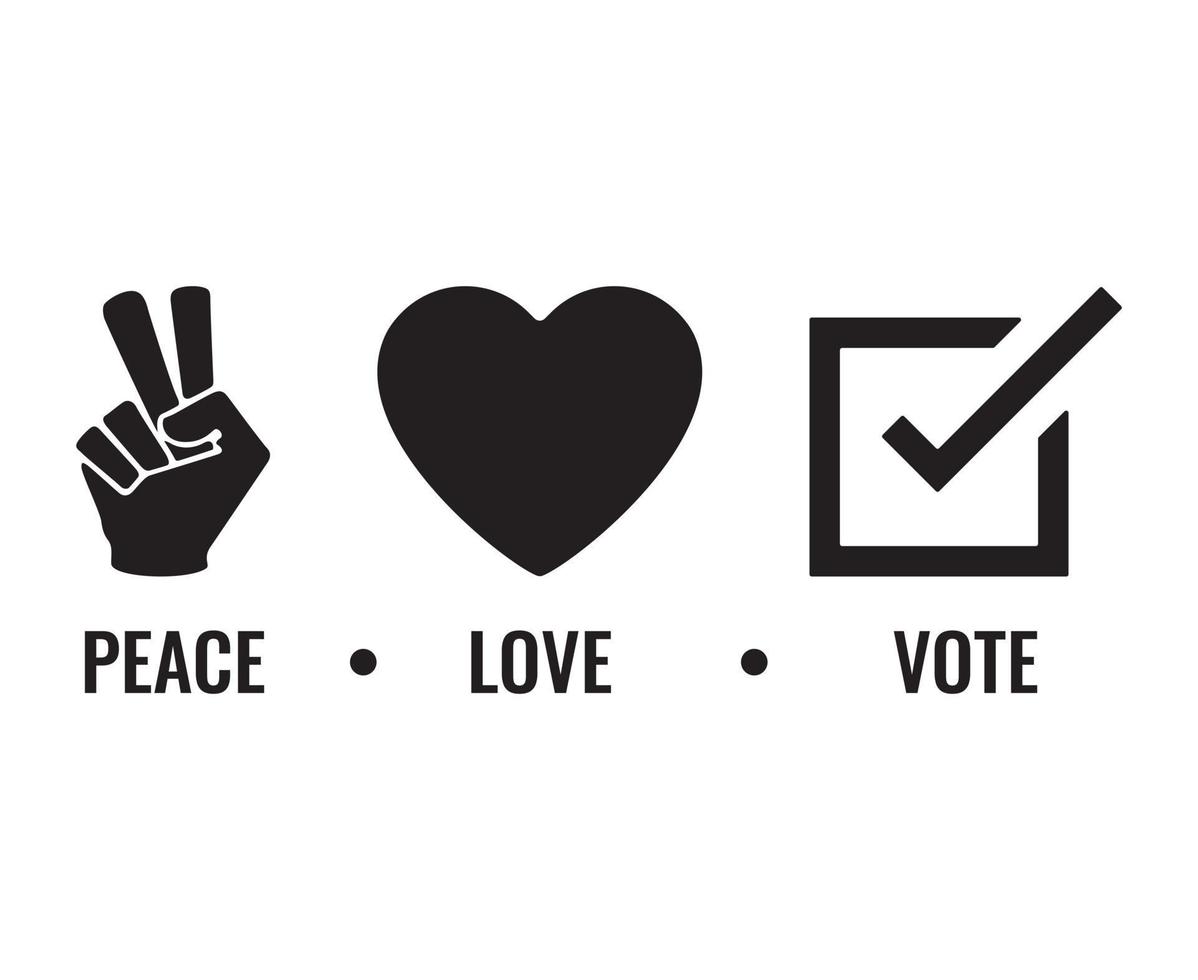 peace, love, vote vector icon