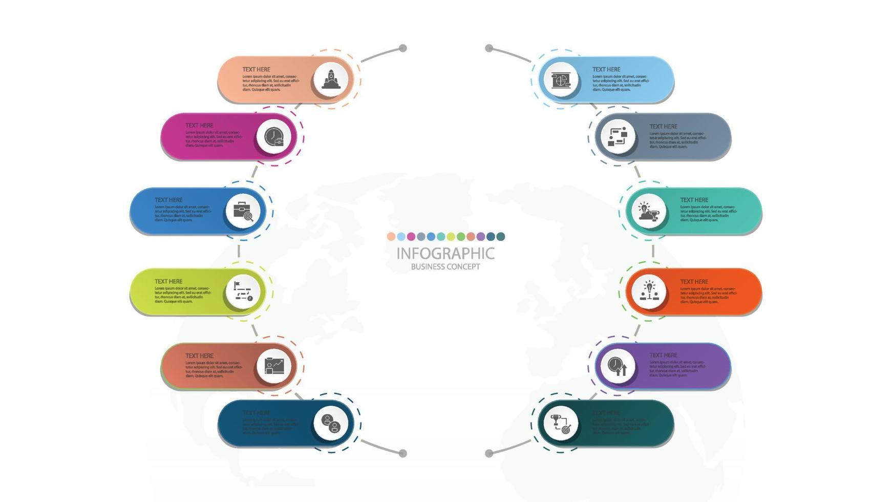 plantilla de infografía de círculo básico con 12 pasos, proceso u opciones, gráfico de proceso, utilizado para diagrama de proceso, presentaciones. vector