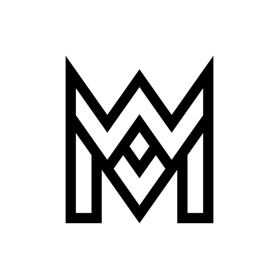 corona de oro letra inicial monograma wm o mw diseño de logotipo vector