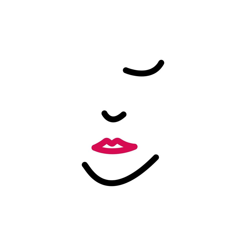 Beauty Woman Face Icon. Line art style logo design vector