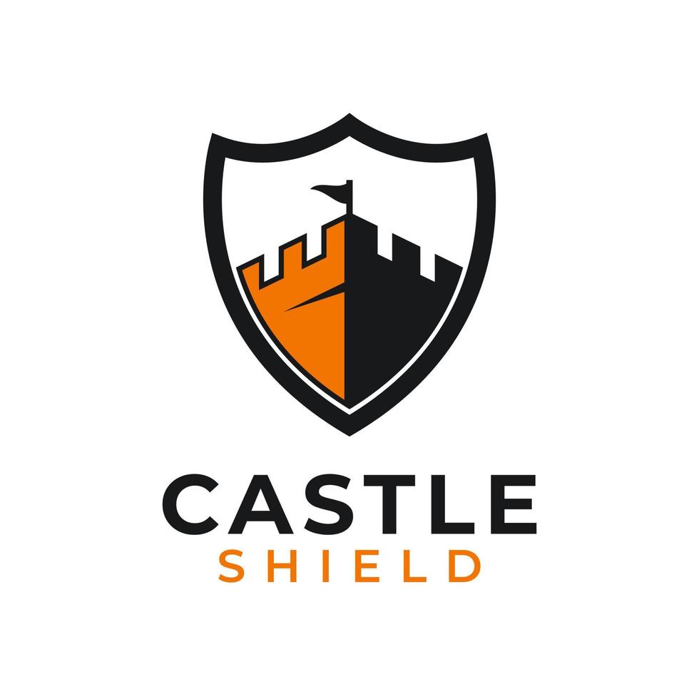 vector de diseño de logotipo de escudo de castillo medieval