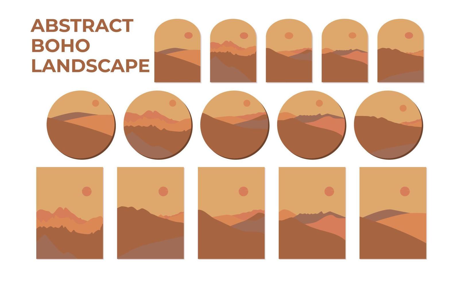 Set of abstract boho landscape vector