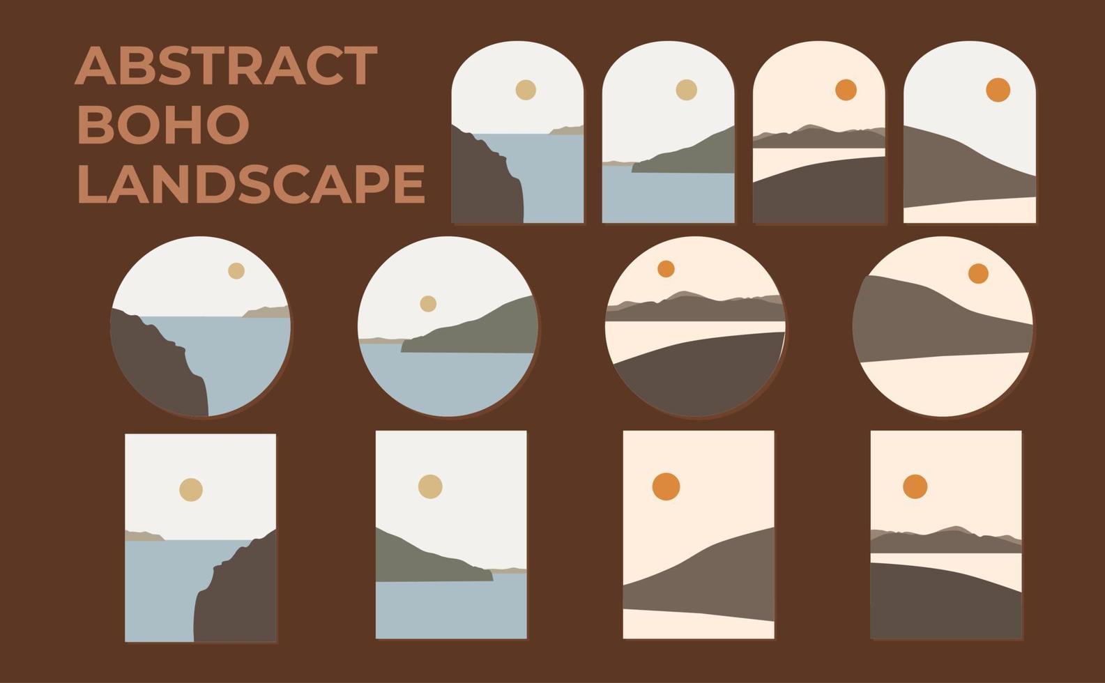 Set of abstract boho landscape vector