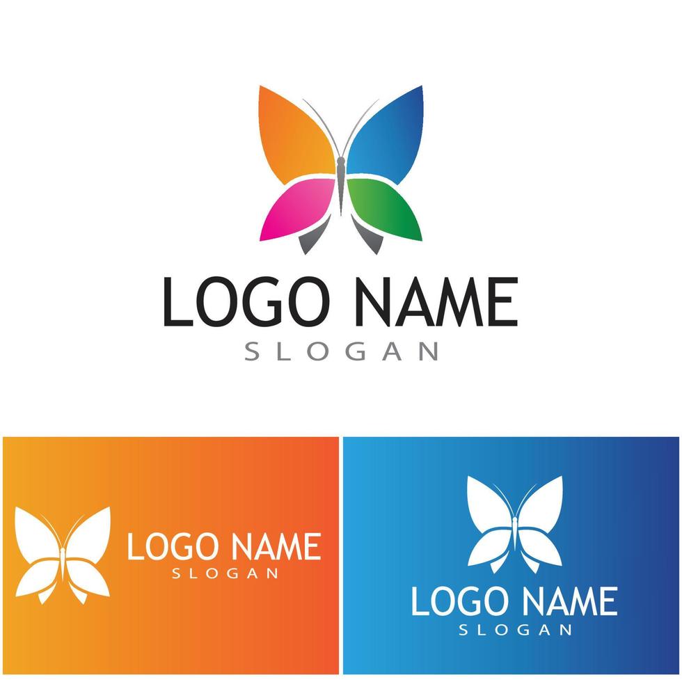 Logotipo de mariposa voladora de belleza con estilo simple de línea minimalista de arte monoline vector