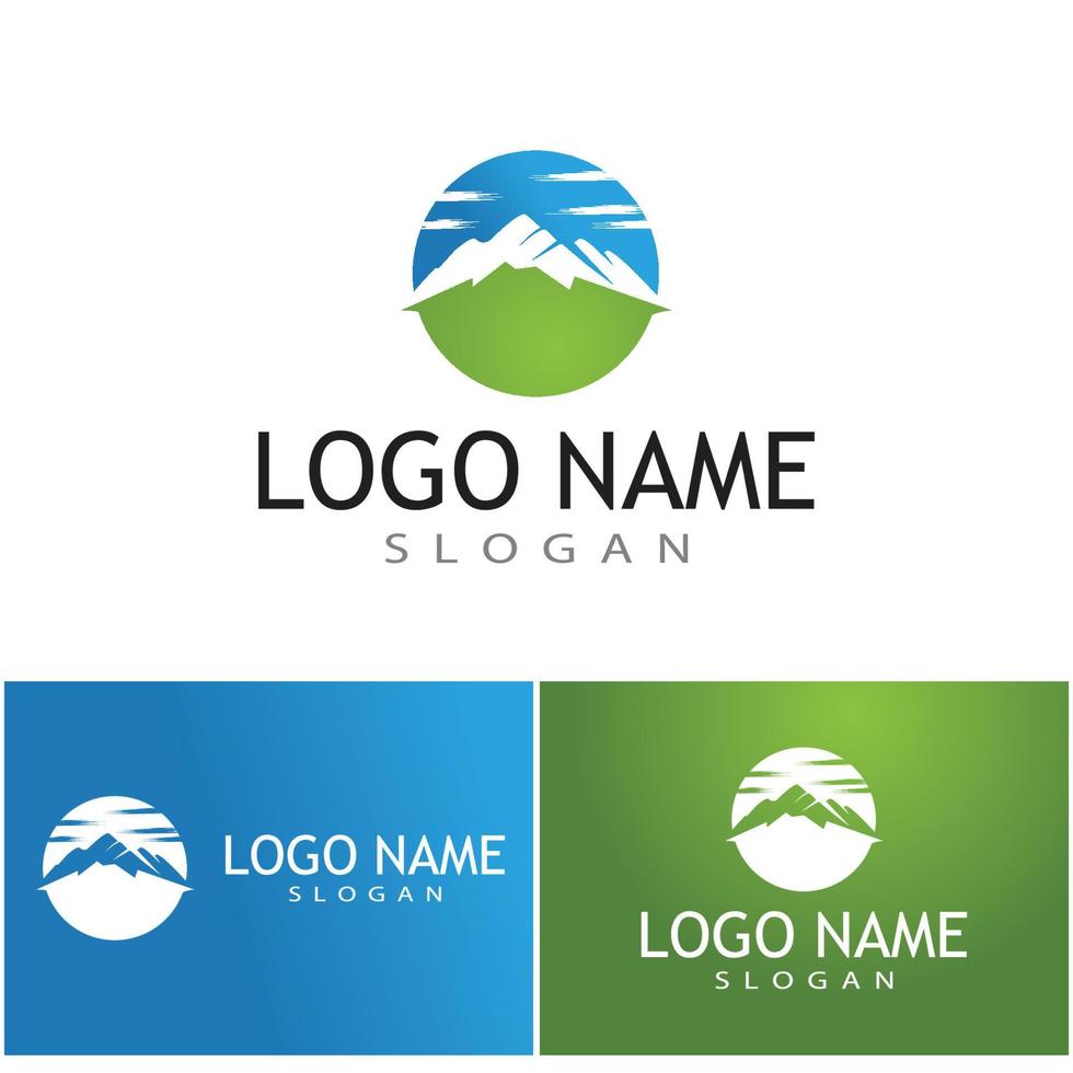 Simple Modern Mountain Landscape Logo Design Vector, Rocky Ice Top Mount Peak Silhouette vector