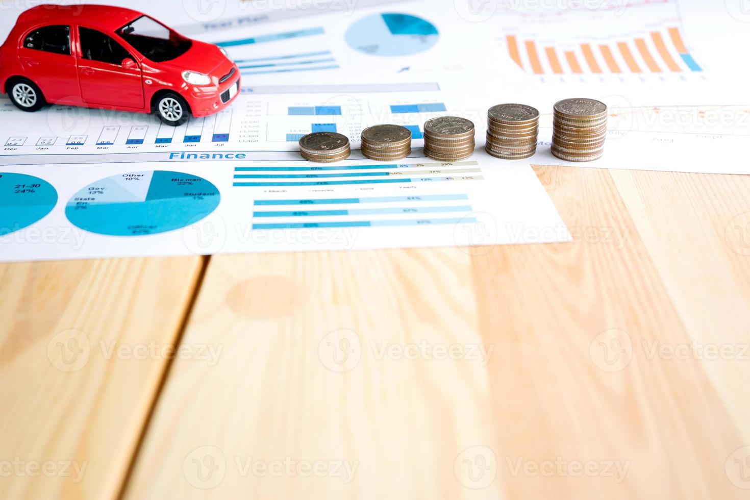 Money, chart and Red Car photo