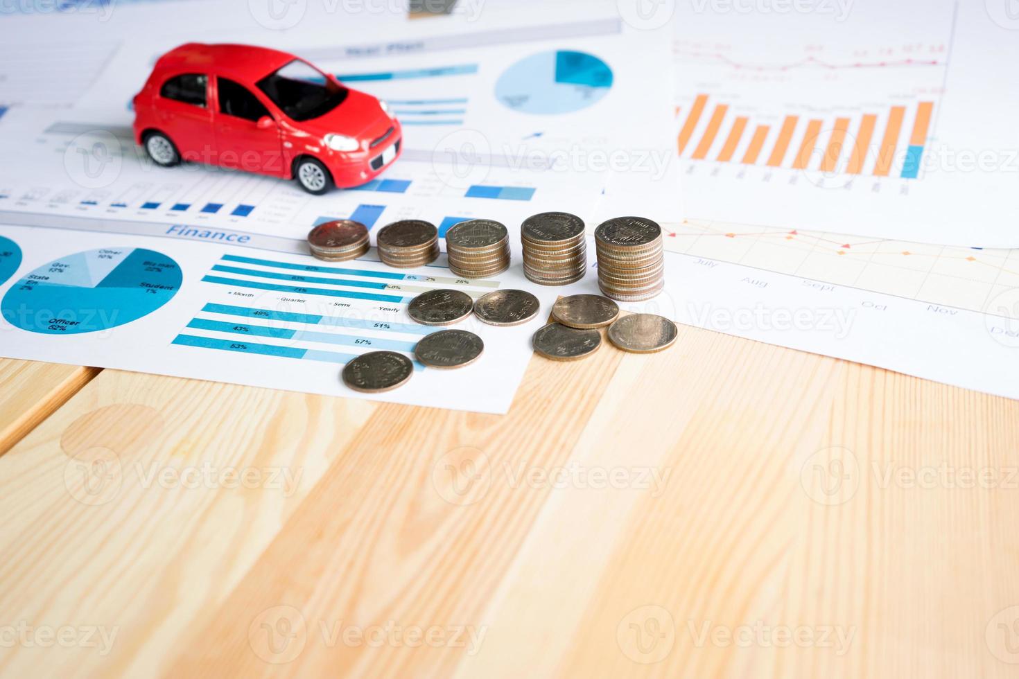 Money, chart and Red Car photo