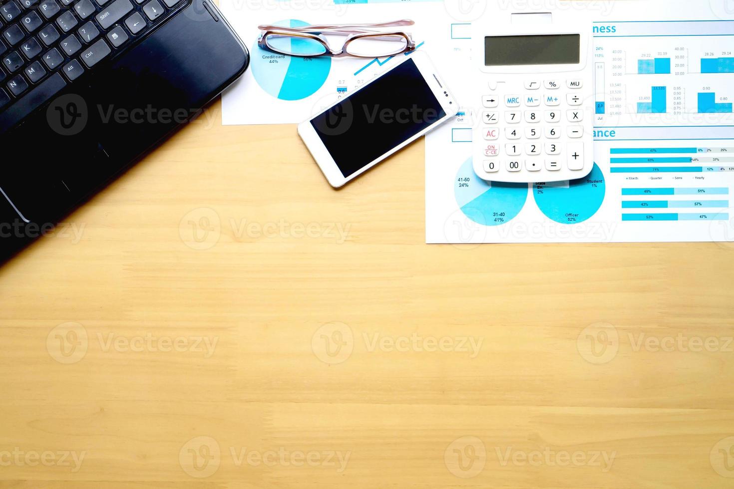 Business concept of laptop, smart phone, notebook photo