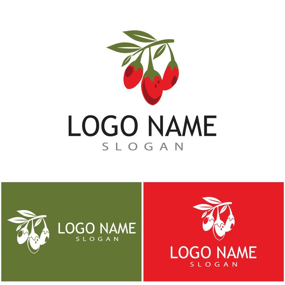 logotipo de las bayas de goji. bayas de goji aisladas sobre fondo blanco vector