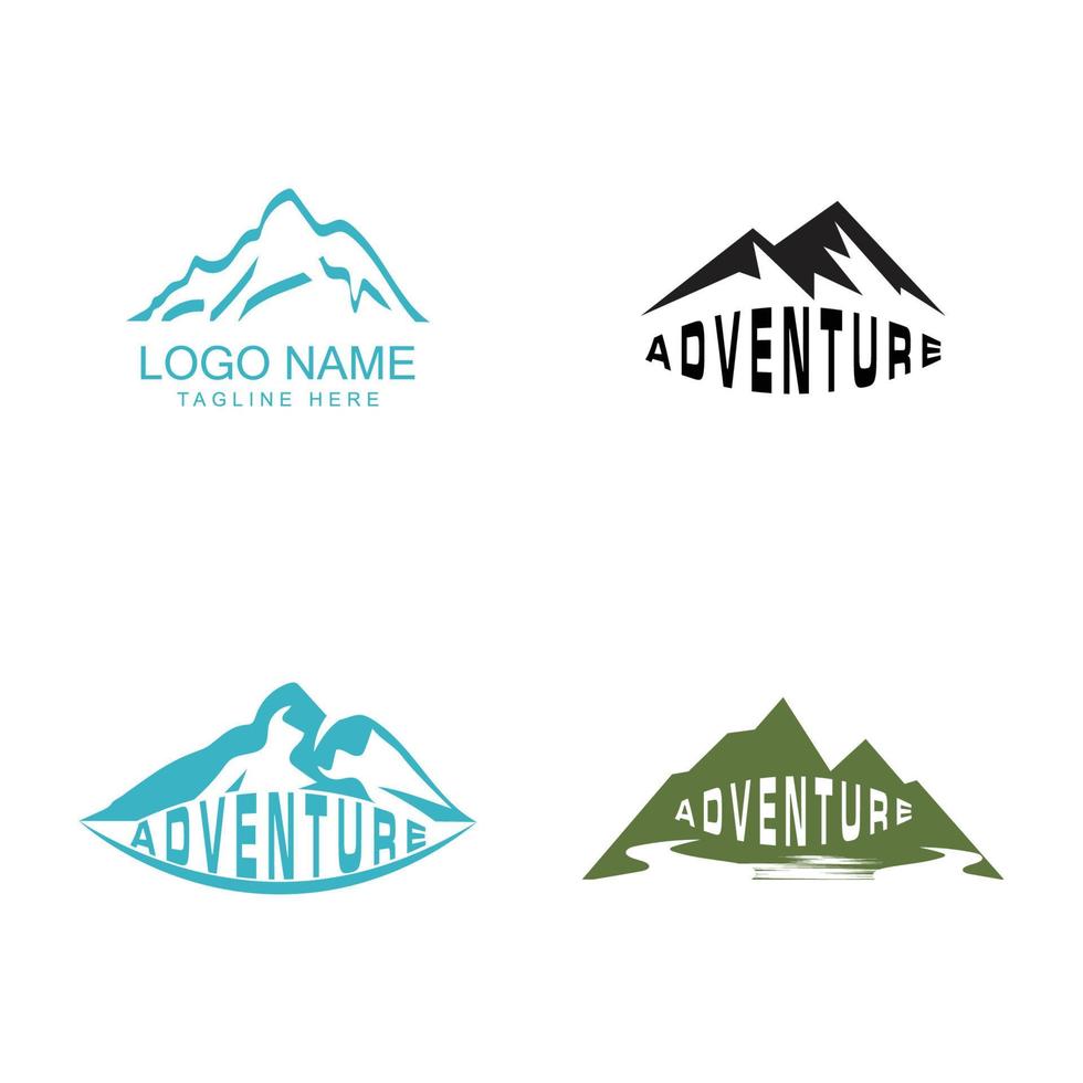 Simple Modern Mountain Landscape Logo Design Vector, Rocky Ice Top Mount Peak Silhouette vector