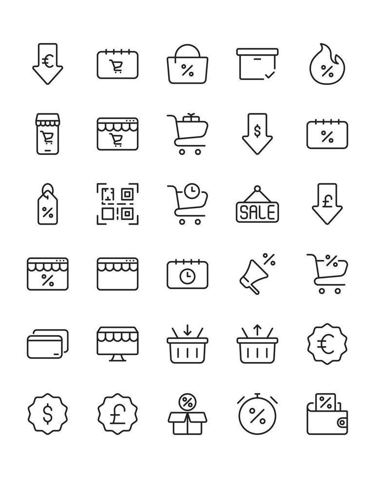 Cyber Monday Icon Set 30 isolated on white background vector