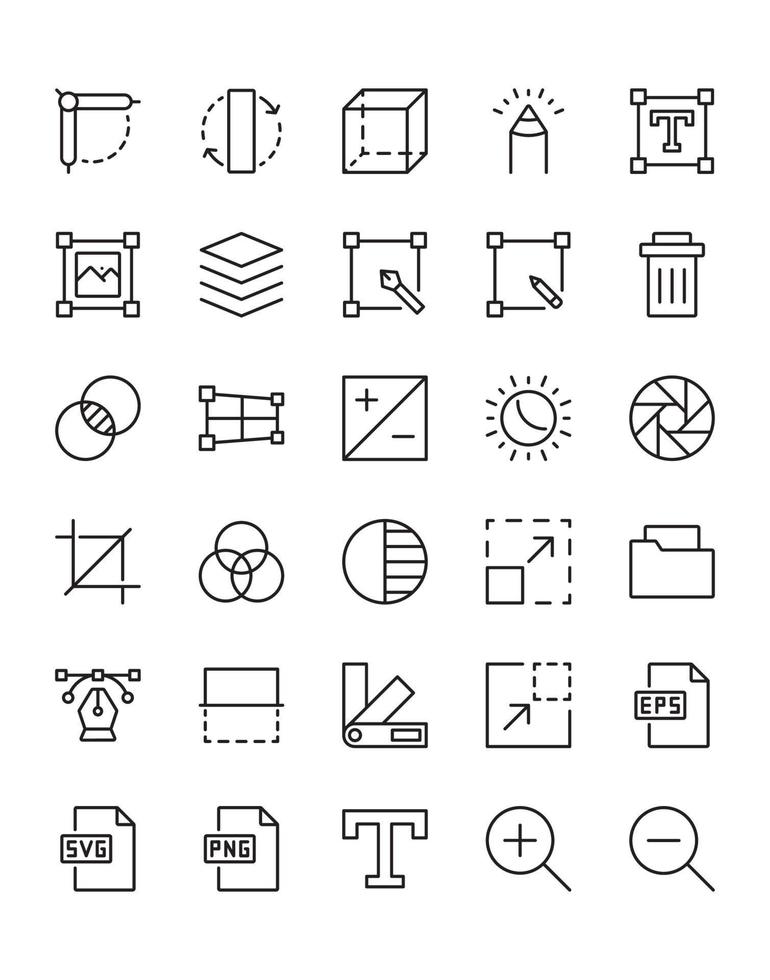 Graphic Designer Icon Set 30 isolated on white background vector