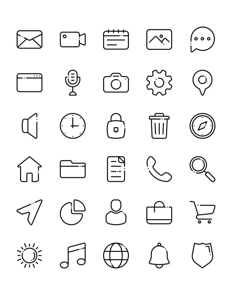 conjunto de iconos de pantalla de inicio 30 aislado sobre fondo blanco vector