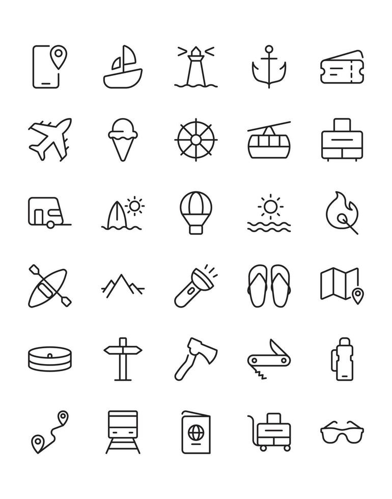 PrintTravel Icon Set 30 isolated on white background 6900015 Vector Art ...