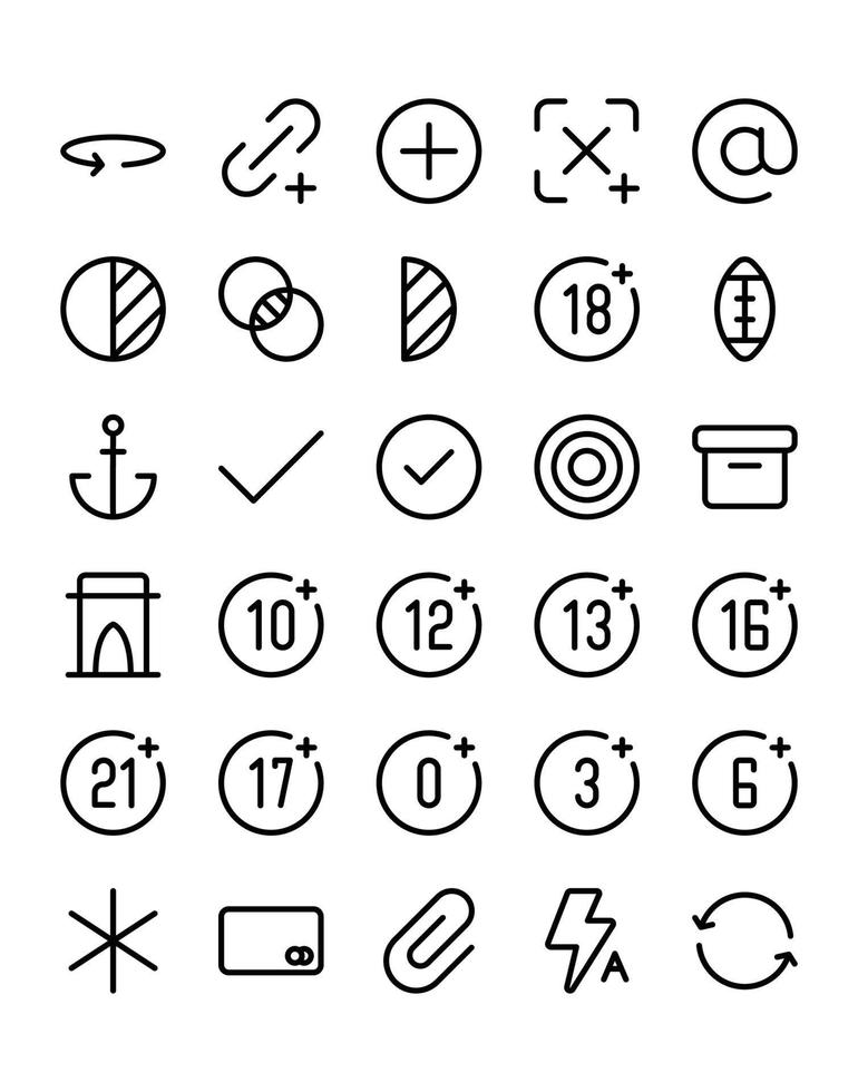 conjunto de iconos de interfaz de usuario 30 aislado sobre fondo blanco vector